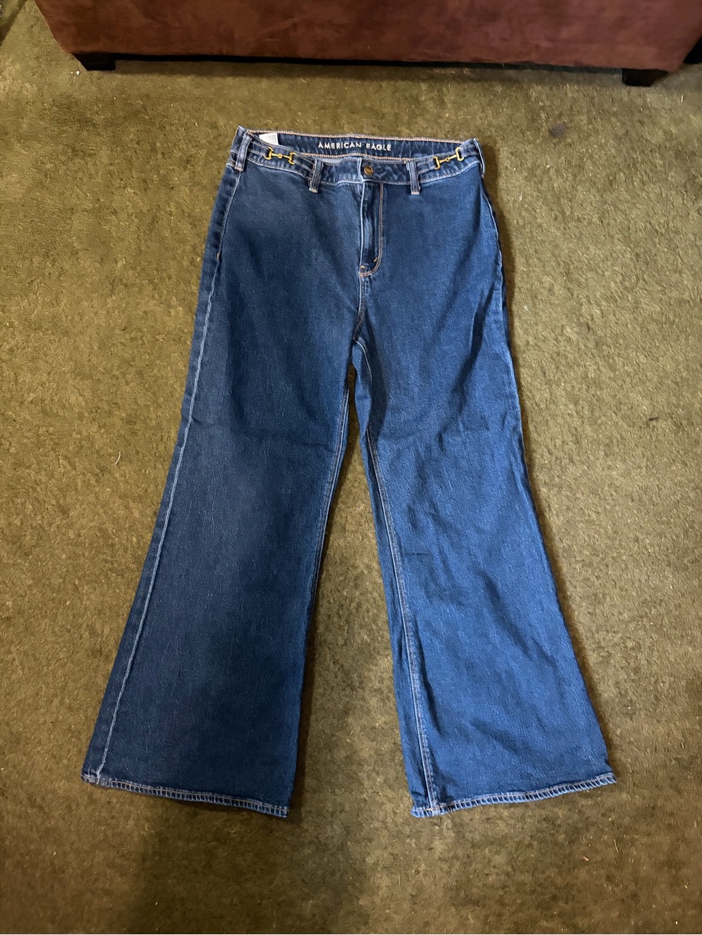 American Eagle Outfitters Dark Blue High-Rise Flare Jeans